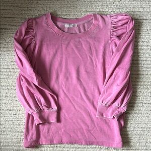 Splendid pretty pink puff sleeve 3/4 sleeve top.